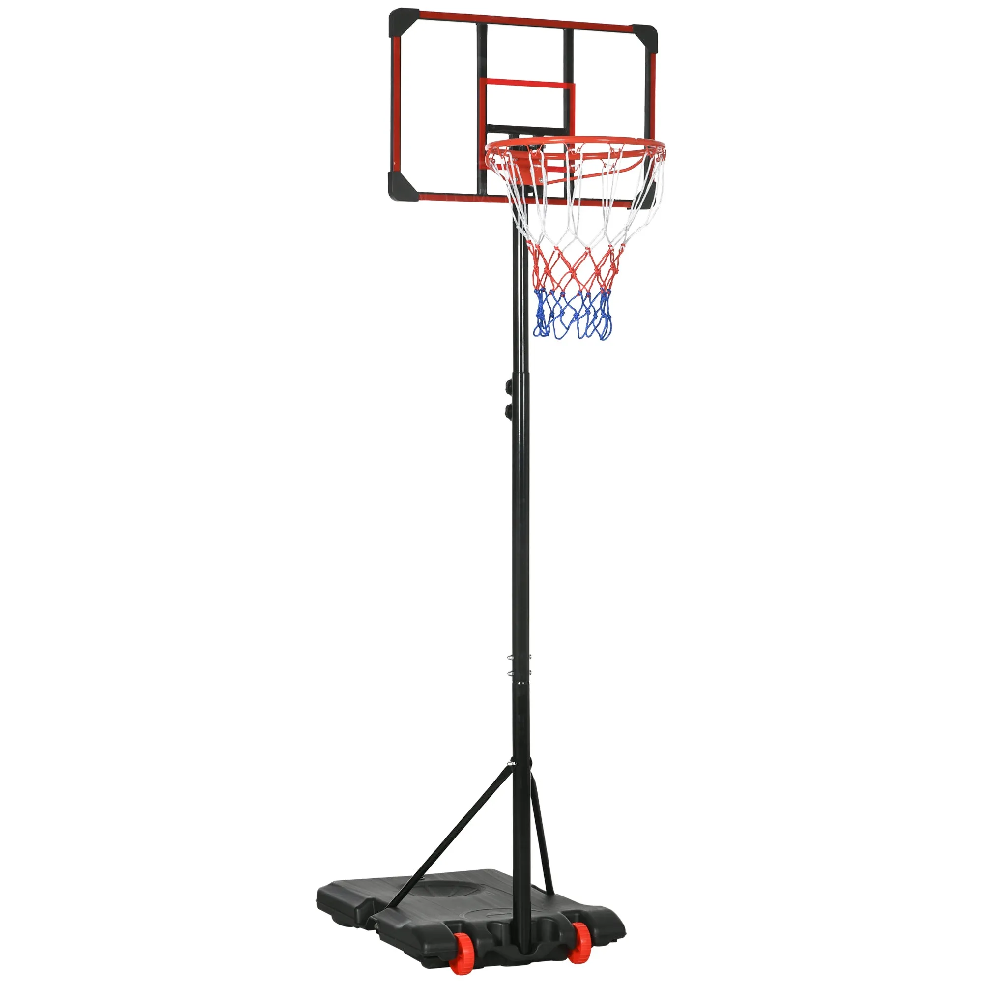 SPORTNOW Height Adjustable Basketball Hoop and Stand for Kids with Sturdy Backboard and Weighted Base, Portable on Wheels, 1.8-2m