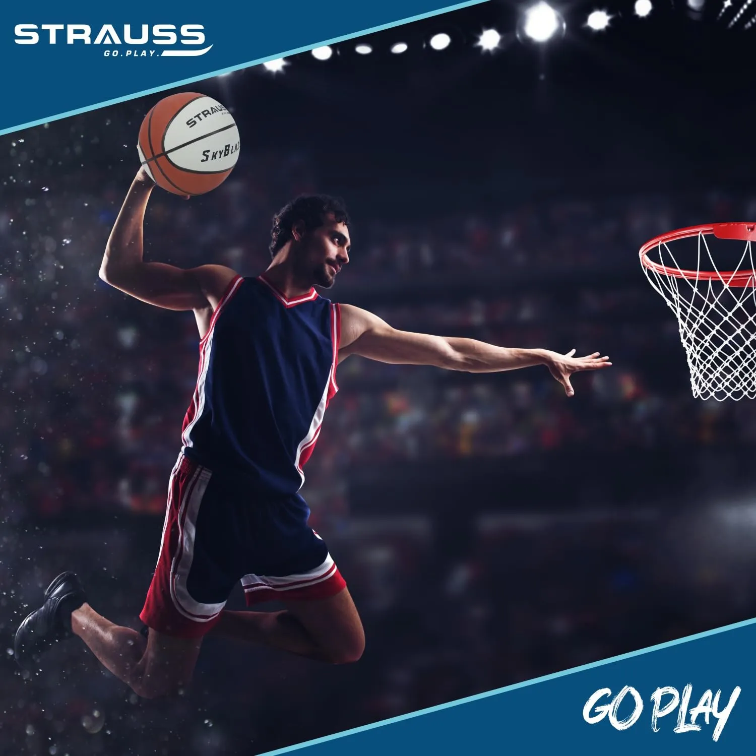 STRAUSS SkyBlazer Basketball Size 7 | Professional Basket Ball for Indoor-Outdoor Training and Match | Suitable for Hard Surface, Wooden Flooring & Synthetic Surface | for Kids and Adults