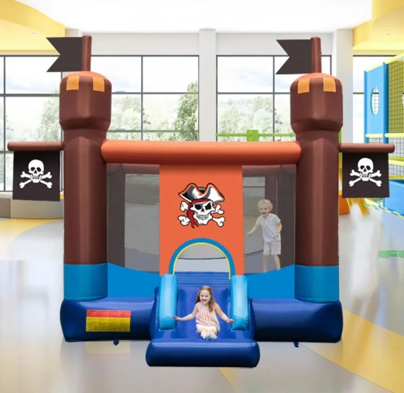 Super Cool Inflatable Pirate Themed Bouncy Castle / House | Large Jumping Area | With 735W Blower | Basketball | High Quality | Easy Inflate /Deflate