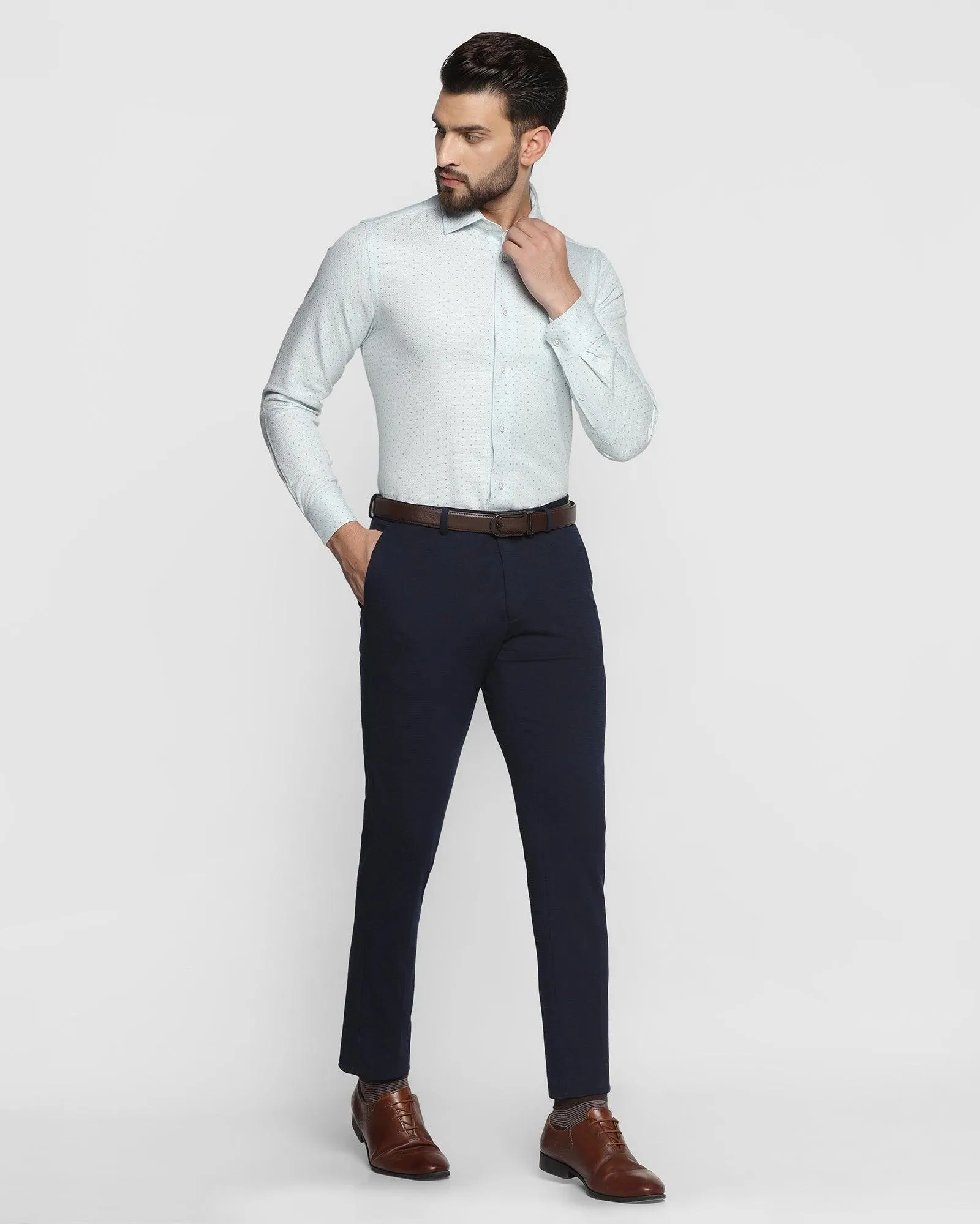 Temp Tech Formal Blue Textured Shirt - Larry