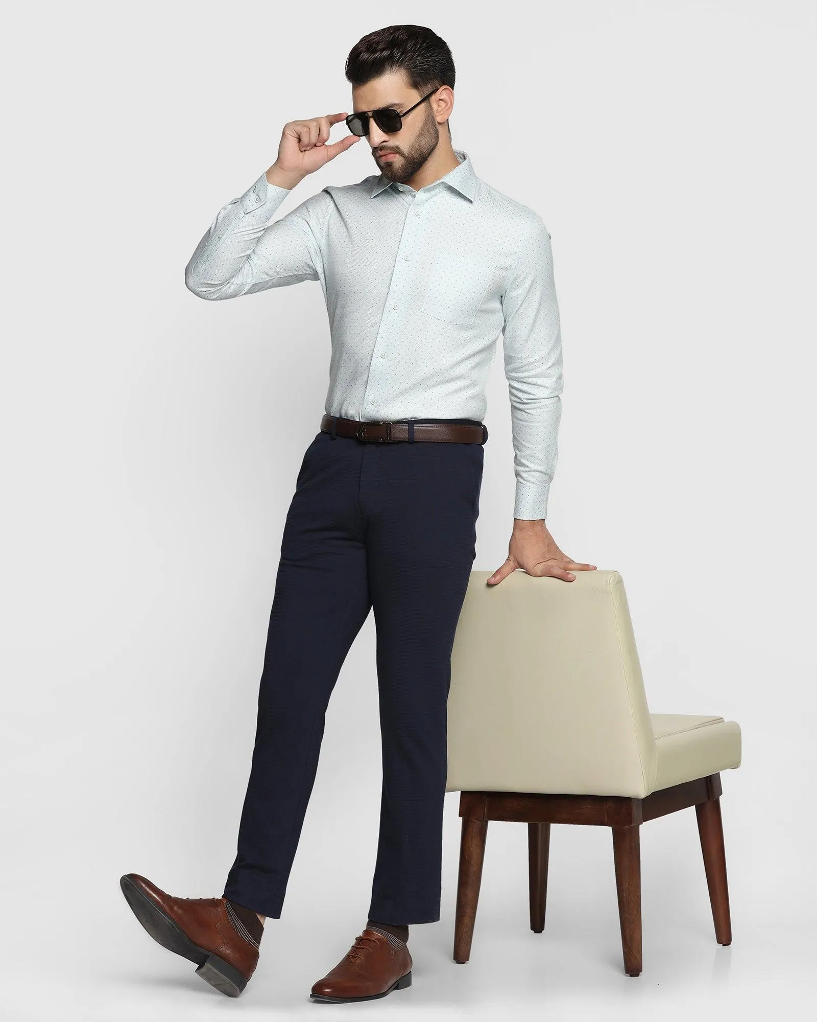 Temp Tech Formal Blue Textured Shirt - Larry