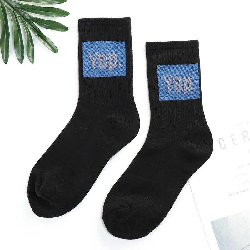 Trends high quality fashion socks Man Women's sports Cotton basketball pattern happy  sales digital Pair socks