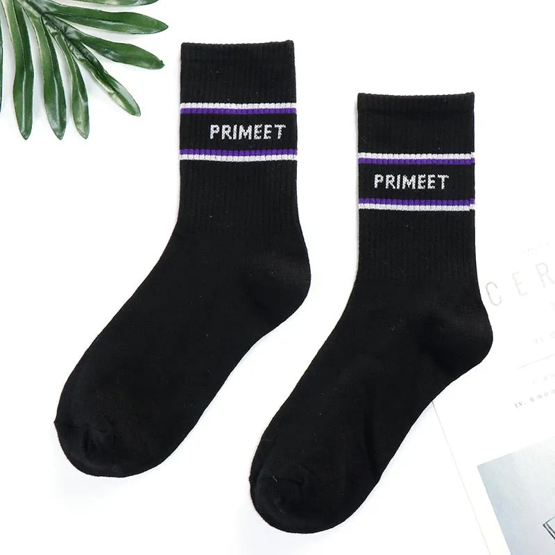 Trends high quality fashion socks Man Women's sports Cotton basketball pattern happy  sales digital Pair socks