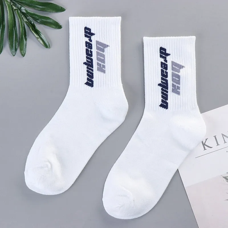 Trends high quality fashion socks Man Women's sports Cotton basketball pattern happy  sales digital Pair socks