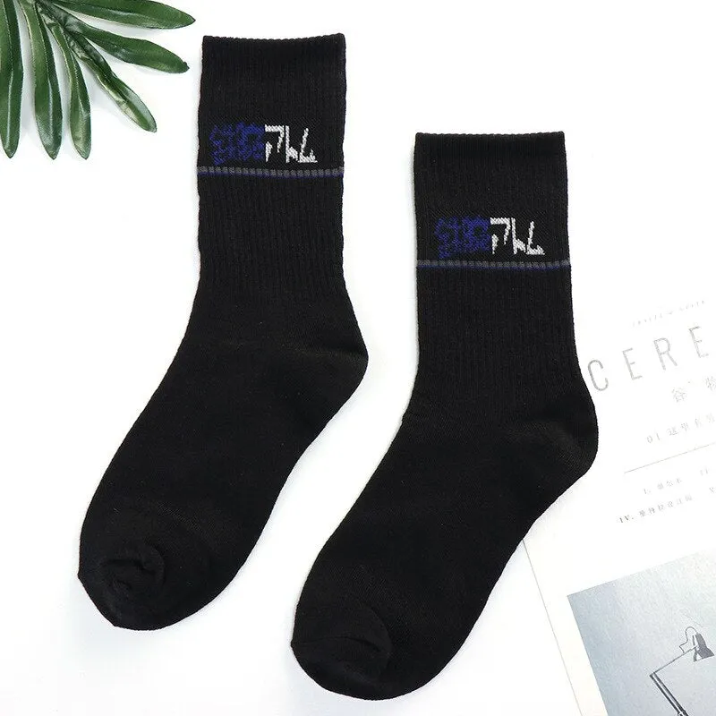 Trends high quality fashion socks Man Women's sports Cotton basketball pattern happy  sales digital Pair socks