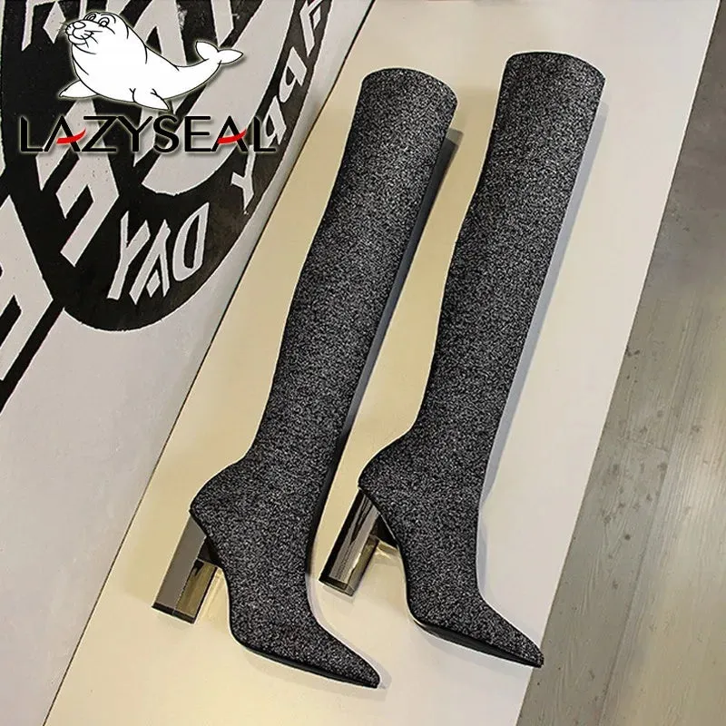 Trendy High Over-the-Knee  Fabric Boots