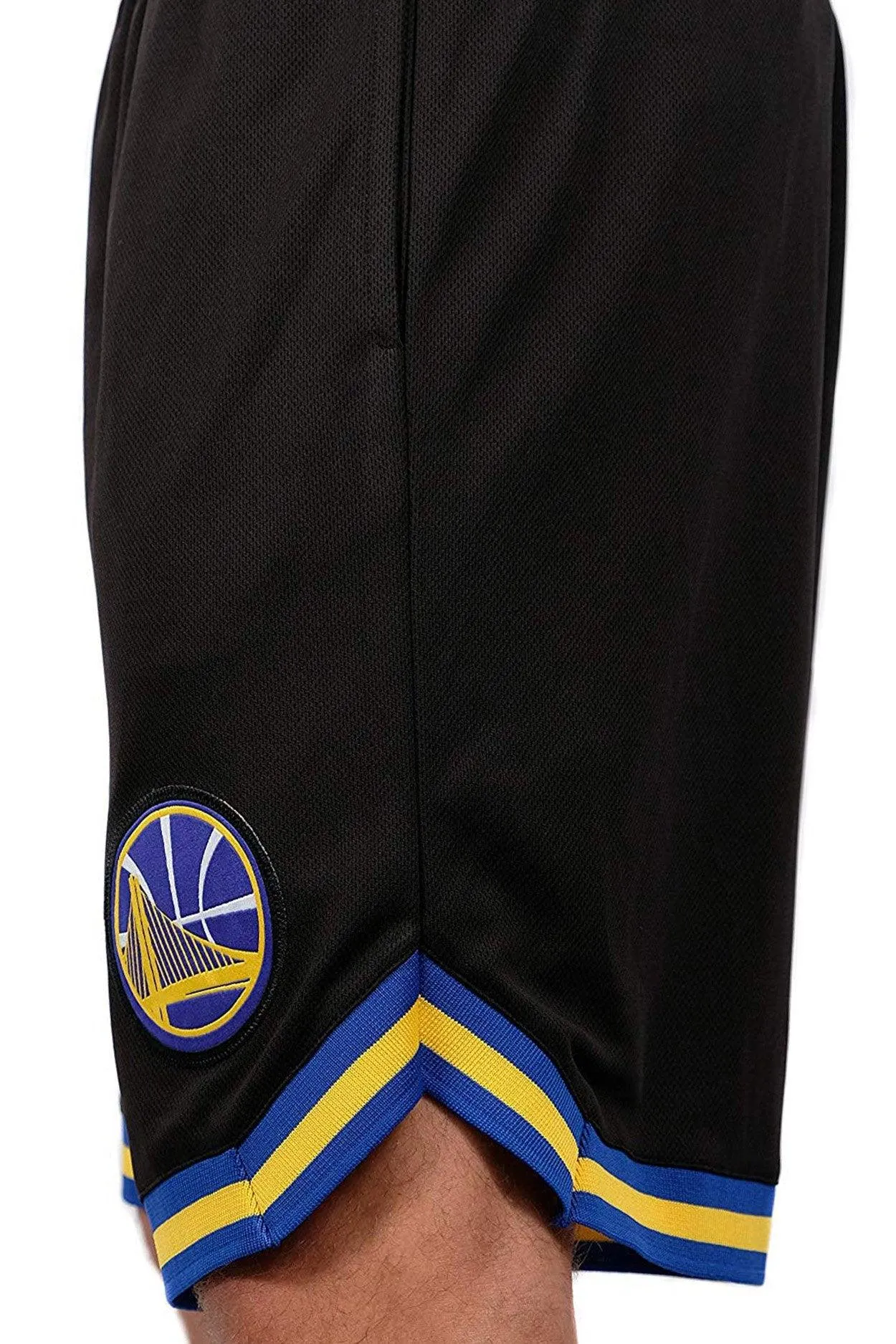 Ultra Game NBA Official Men’s Active Knit Basketball Training Shorts - Unisex, Golden State Warriors, Black|Golden State Warriors