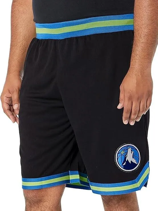 Ultra Game NBA Official Men’s Active Knit Basketball Training Shorts - Unisex, Minnesota Timberwolves, Black|Minnesota Timberwolves