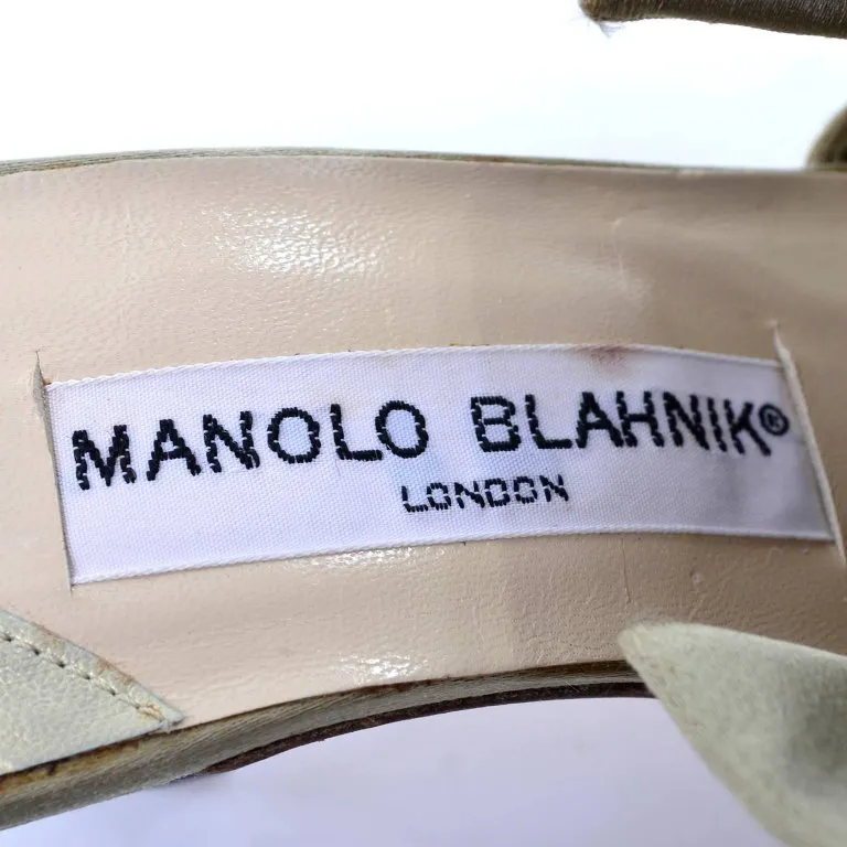 Unworn 1980s Manolo Blahnik Ruffled Mules with Satin Bow 39