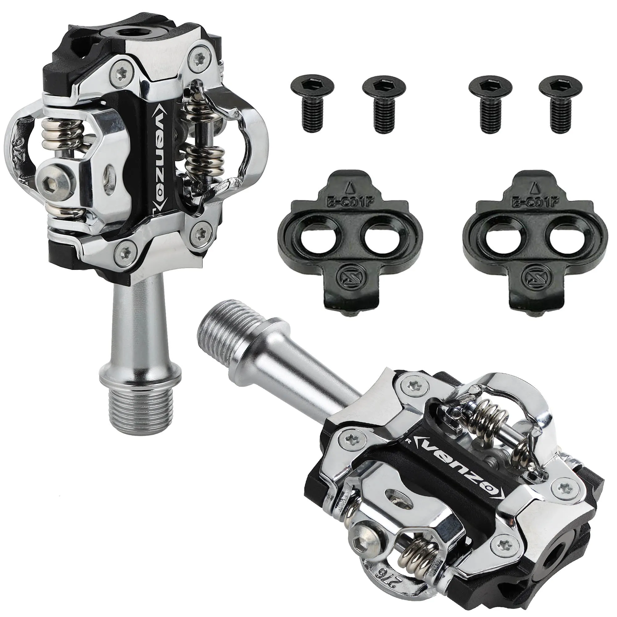 VENZO MTB Mountain Bike CNC Cr-Mo 6061 Aluminum Sealed Clipless Pedals 9/16" compatible with Shimano SPD Type Cleats SM-SH51 - Perfect For All MTB Shoes - Easy Clip in