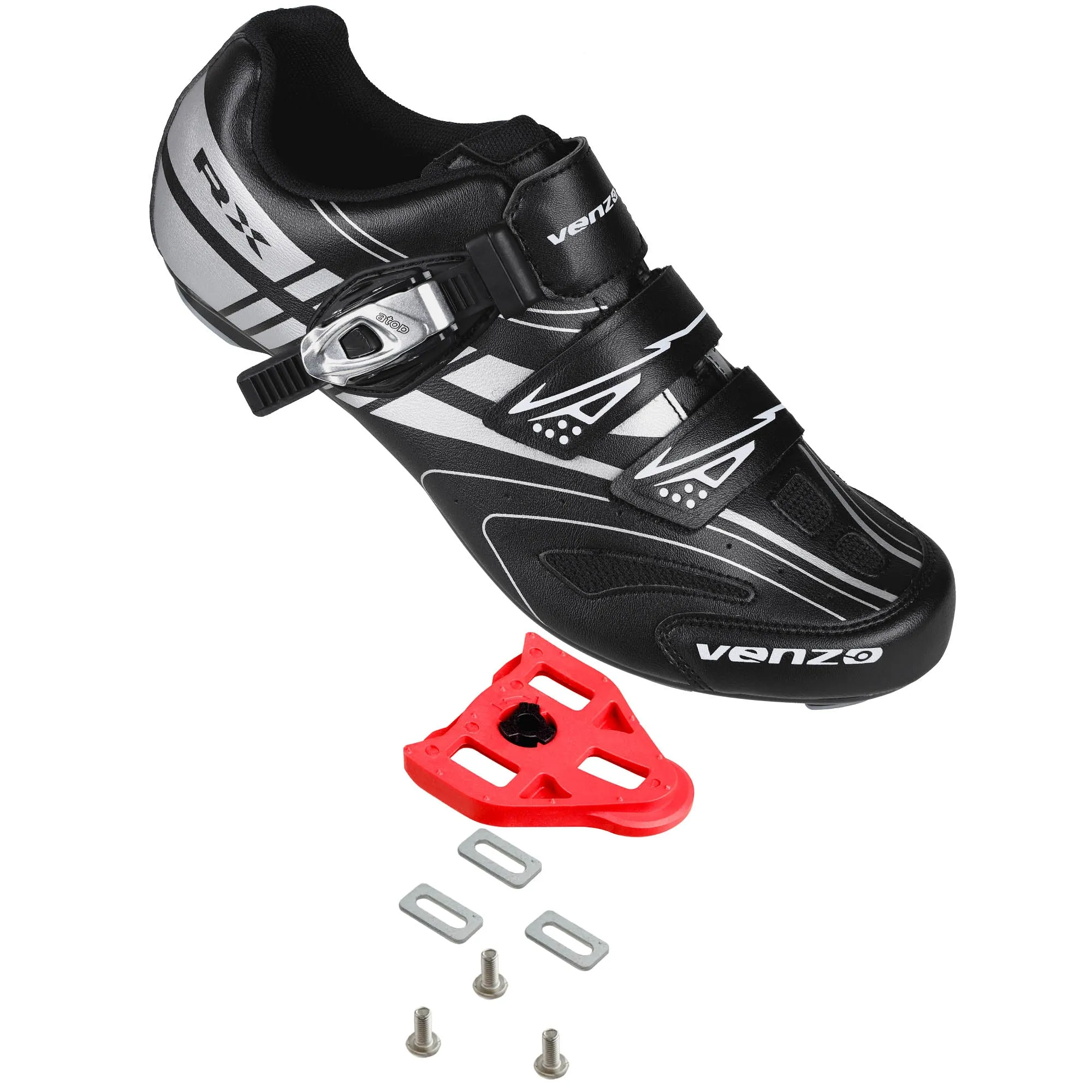 Venzo RX Road Bike Compatible with  SPD SL Look Cycling Shoes and Look Delta Indoor Cleats Black Size 37