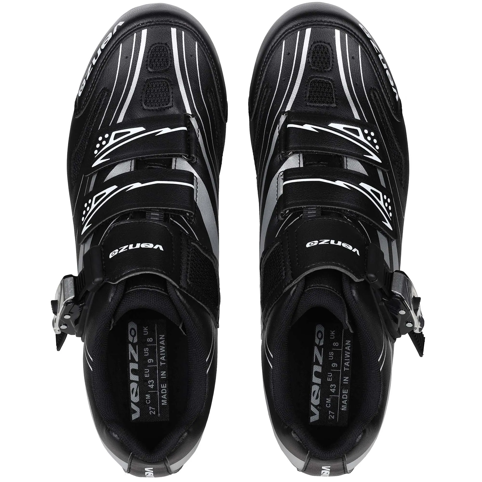 Venzo RX Road Bike Compatible with  SPD SL Look Cycling Shoes and Look Delta Indoor Cleats Black Size 37