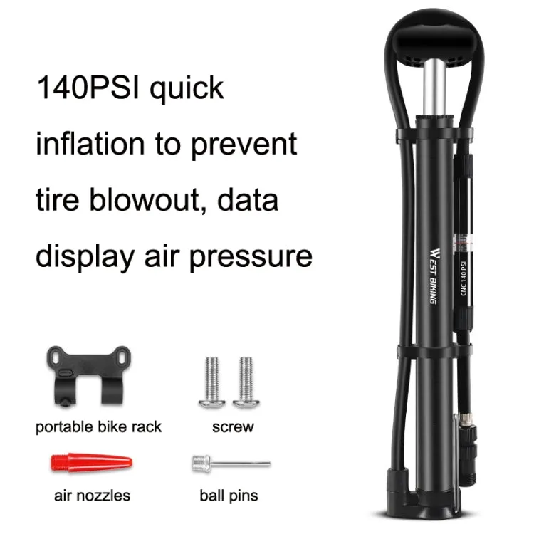 WEST BIKING YP0711122 Portable Bicycle High Pressure Pump(Black)