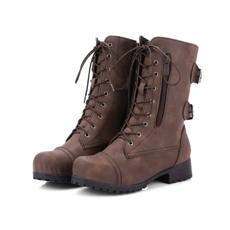 Women's mid calf military combat boots