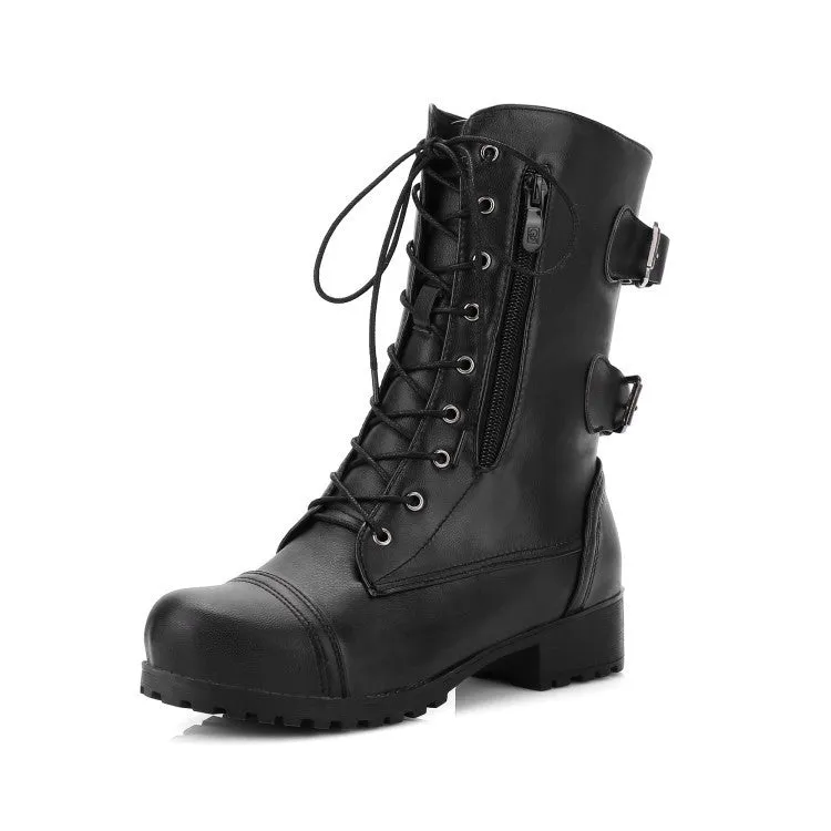 Women's mid calf military combat boots