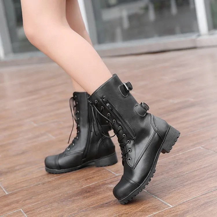 Women's mid calf military combat boots