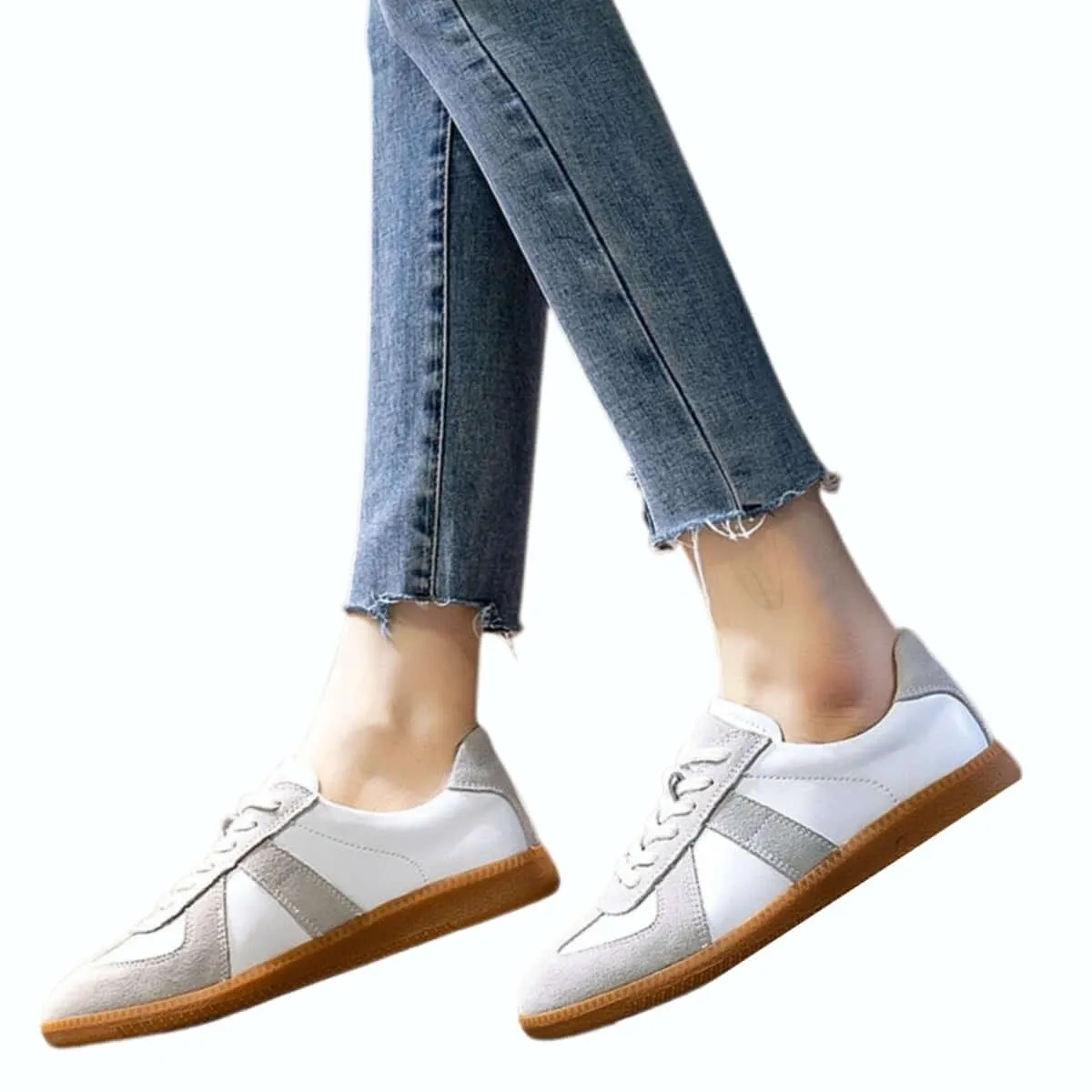 Women's Spring White Leather Sneakers