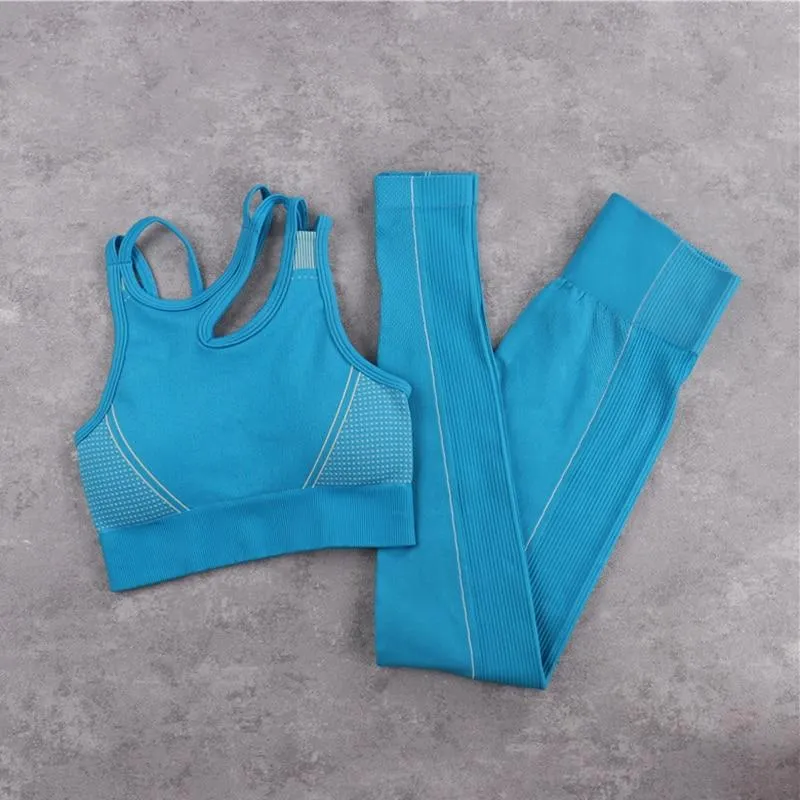 Yoga Set Crop Top Bra Shorts Leggings Workout Outfit Active Fitness Gym Wear