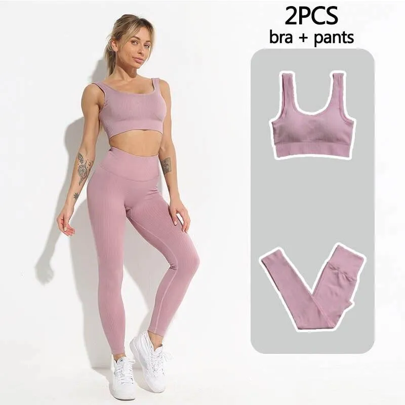 Yoga Set Fitness Clothing Tops And Leggings Sports Suits For Women