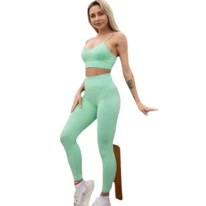 Yoga Set Tops And Leggings Active Wear Workout Clothes For Women