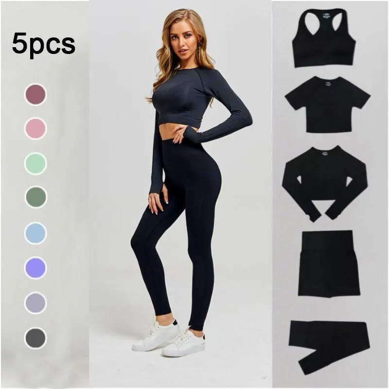 Yoga Set Workout Fitness Crop Top High Waist Leggings Sport Clothing For Women