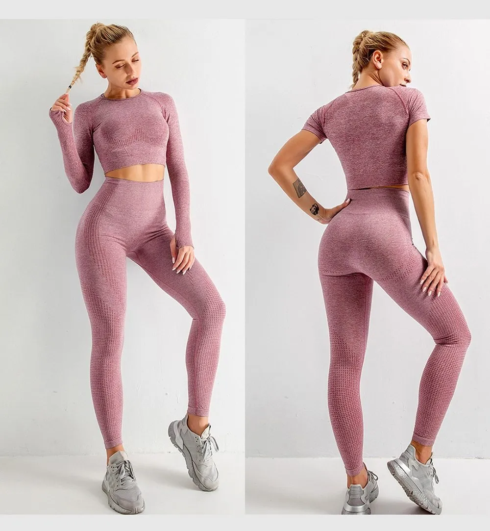 Yoga Set Workout Fitness Crop Top High Waist Leggings Sport Clothing For Women