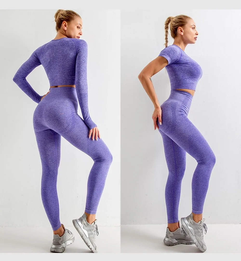 Yoga Set Workout Fitness Crop Top High Waist Leggings Sport Clothing For Women